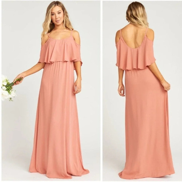 Show Me Your Mumu Caitlin Ruffle Maxi Dress I Rustic Mauve Special occasion S - Picture 1 of 12
